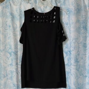 Black Cutout Shoulder Top
